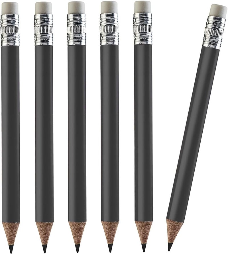 100pcs Golf Pencils, 4 Inch Mini Half Pencils with Eraser Sharpened Wood Mini Round for Schools Wedding Toddlers Home Corporate Multiple Colours (Black)